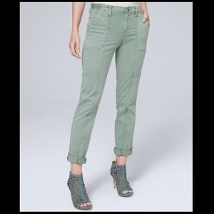 WHBM Utility Straight crop green pants